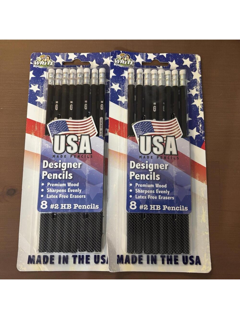 VTG The Write Dudes Designer Pencils Black 8 Pk USA Made #2 HB Hexagon Sealed x2